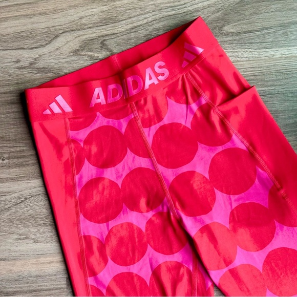 NWT Adidas x Marimekko Tech fit Prime Long Tights Red Geometric Print Size S - Picture 5 of 15